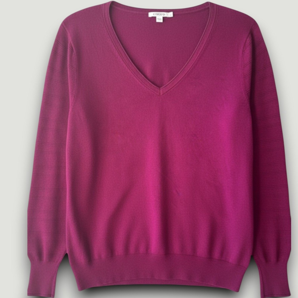Chico's Womens Sweater‎ Magenta Sz 3 XL Office Chic Stretch Minimalist Classic